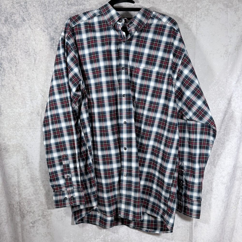 Ariat Pro Series Stretch Long Sleeve Multicolor Plaid Button Up Shirt Men's XL